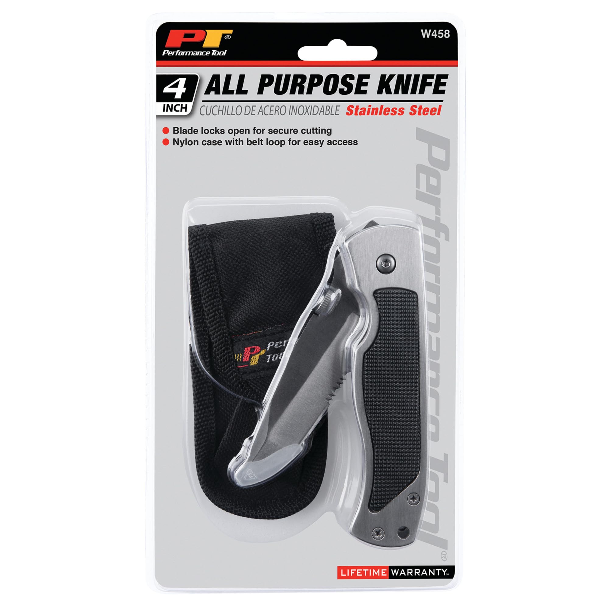 W458 Performance Tool Folding Utility Knife with Locking Safety Mechanism and Nylon Storage Case
