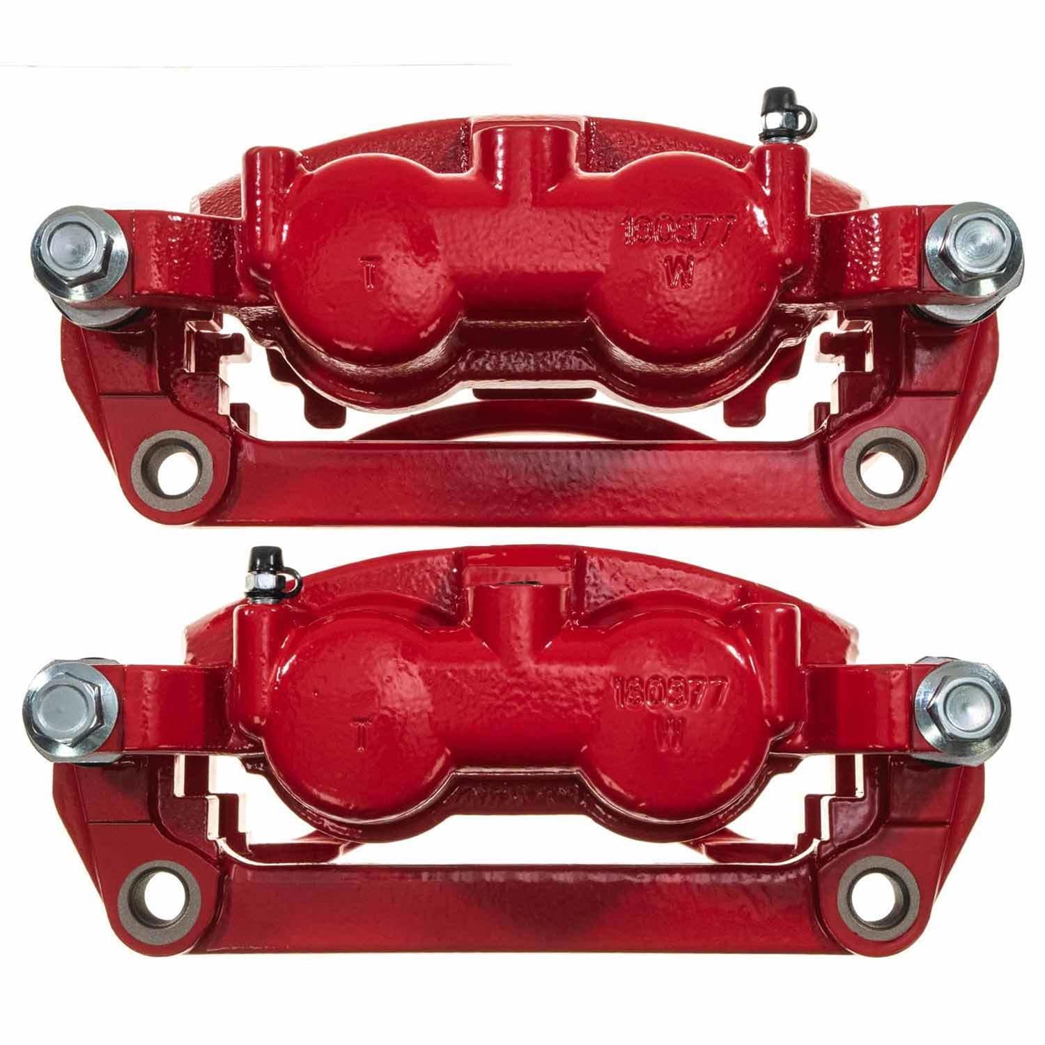 Power Stop S5472 Rear Pair of High-Temp Red Powder Coated Calipers For Ford F-250 Super Duty 2013-2022, Ford F-350 Super Duty 2013-2022 [Model Specific]