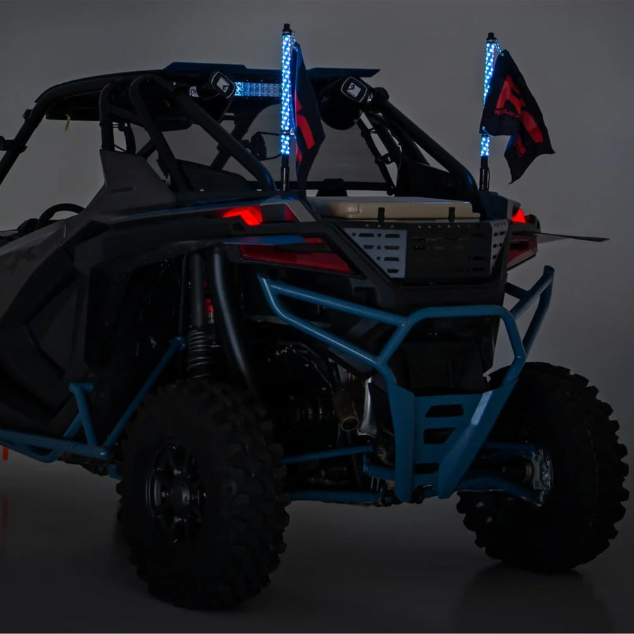 Rough Country LED Whip Lights 2' for UTV, ATV - Set of 2, 24" UTV LED Whips, Multi-Color RGB LEDs, 300 Patterns, Waterproof, Quick-Release Base