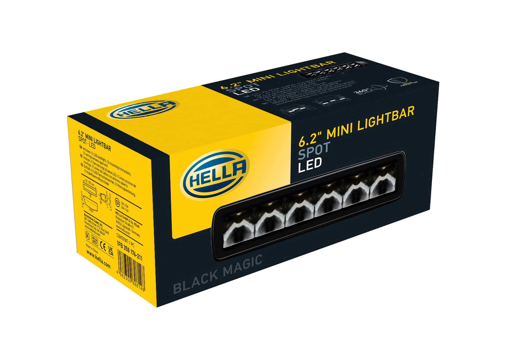 Black Magic Hella LED Mini Lightbar 6.2 Inch LED Spotlight- Performance High Beam Off-Road Light for Pickup Trucks, ATV, SUV, 4x4, Jeep, Tractors / 358176211