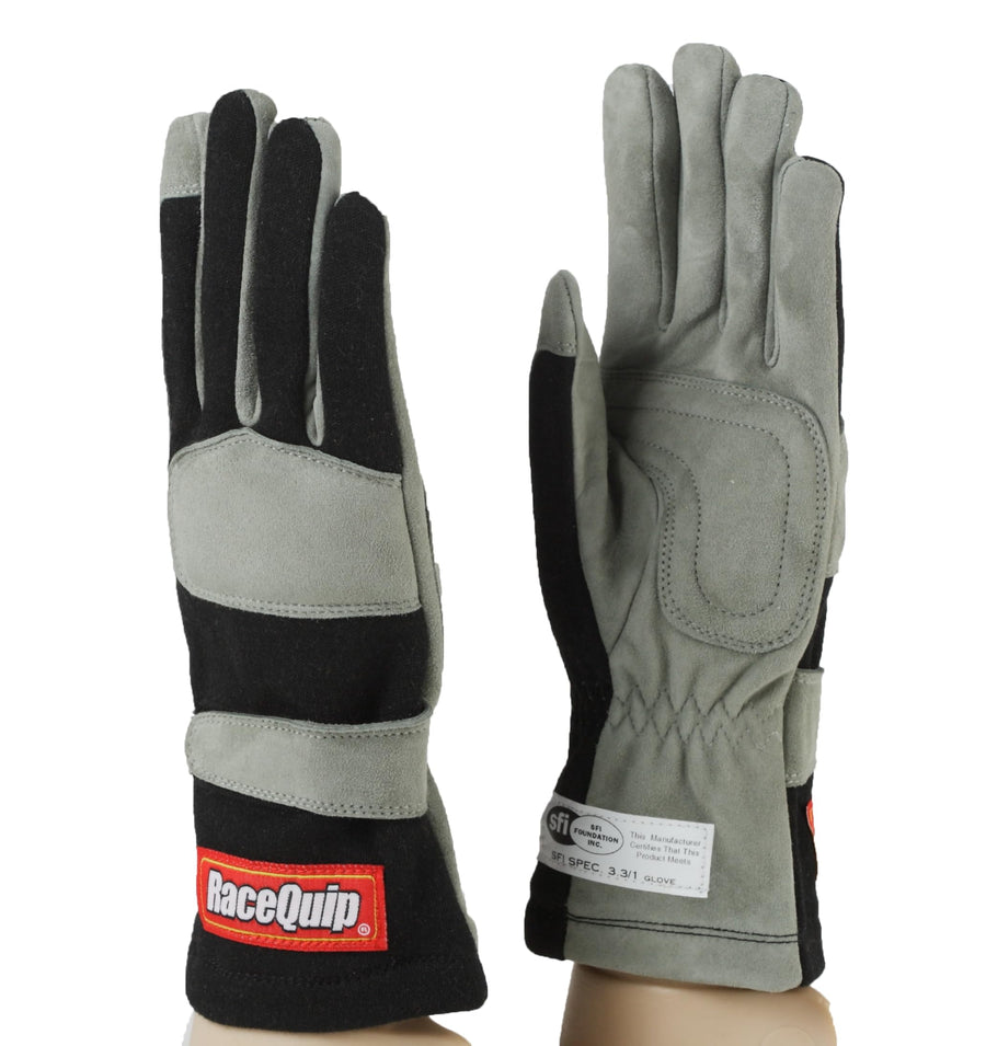 351006RQP RaceQuip® 351 Series Driving Gloves - SFI 3.3/1 - Black/Gray - XL