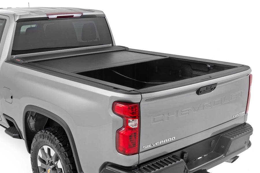 Rough Country Tonneau Retractable Truck Bed Cover for Chevy Silverado & GMC Sierra 2500HD/3500HD (2020-2025) - Fits 6'9 Bed, Weather-Resistant, Sleek Sliding Design