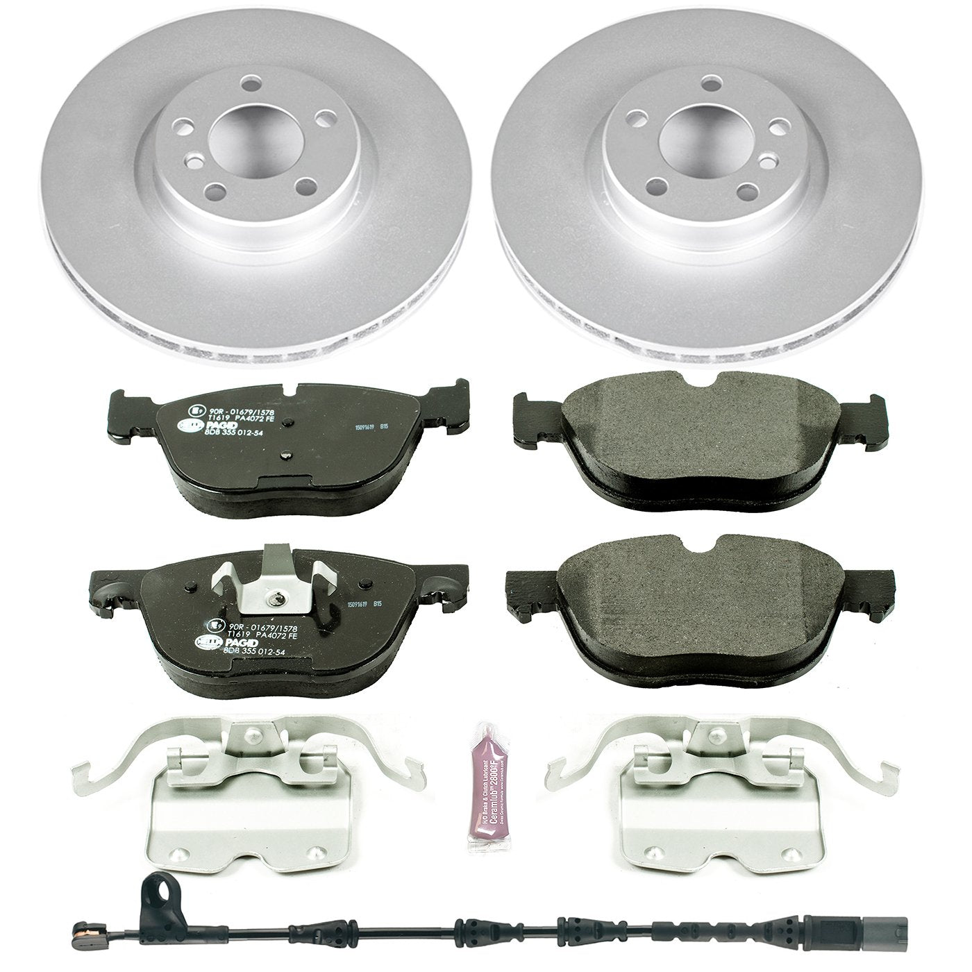 Power Stop ESK6061 Euro-Stop Front Brake Kit and 1 Front Sensor Wire For BMW X5 2011-2013, BMW X5 2016-2018 [Model Specific]