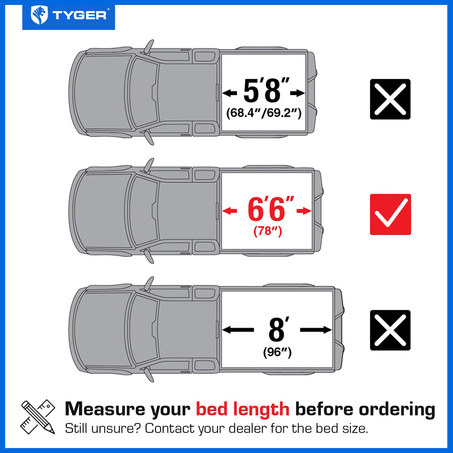 Tyger Auto T2 Soft Roll-up Low Profile Truck Bed Tonneau Cover Compatible with 2014-2018 Chevy Silverado GMC Sierra 1500; 2015-2019 2500 3500HD; 2019 LD/Limited | 6'7" (79") Bed | TG-BC2C6007