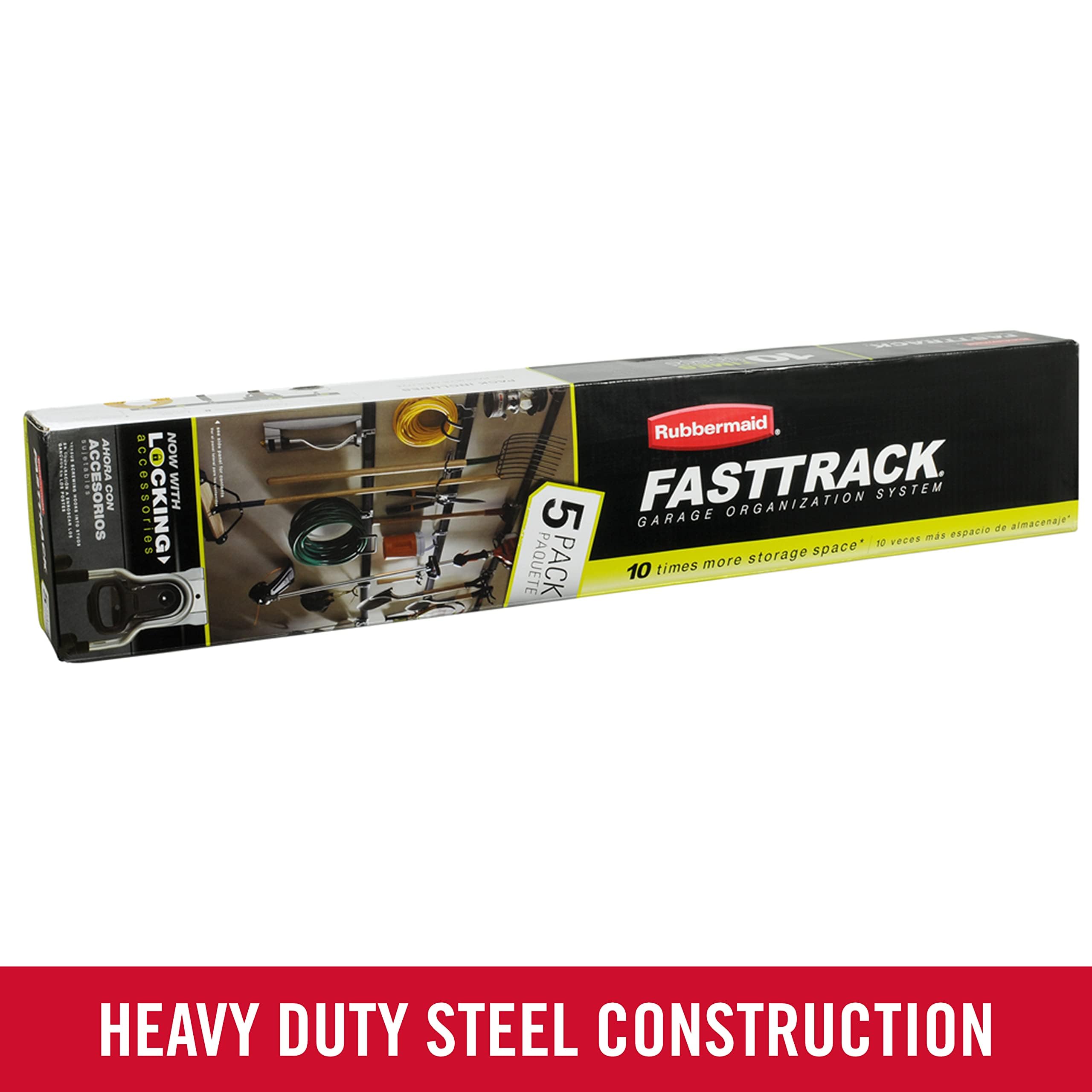Rubbermaid FastTrack Garage Storage Utility Hooks All in One 5 Piece Black Kit and Tool Organizer Heavy Duty for Home/Garage/Shed/Garden