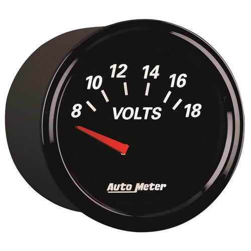 Auto Meter 1293 2-1/16" Designer Black II Short Sweep Electric Voltmeter Gauge 8-18 Volt