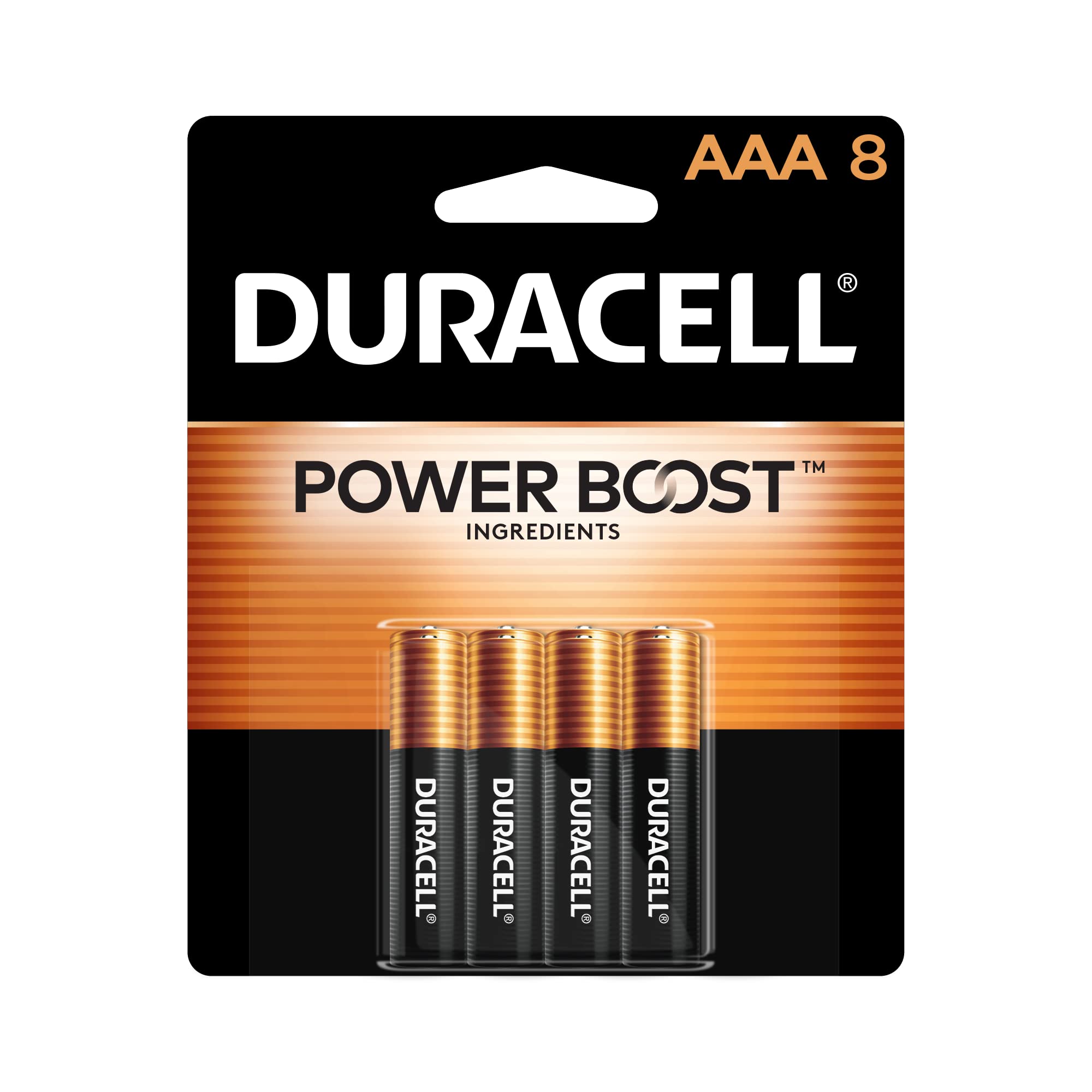AAA Batteries Duracell Coppertop with Power Boost Ingredients, 8 Count Pack Triple A Battery with Long-lasting Power, Alkaline AAA Battery for Household and Office Devices
