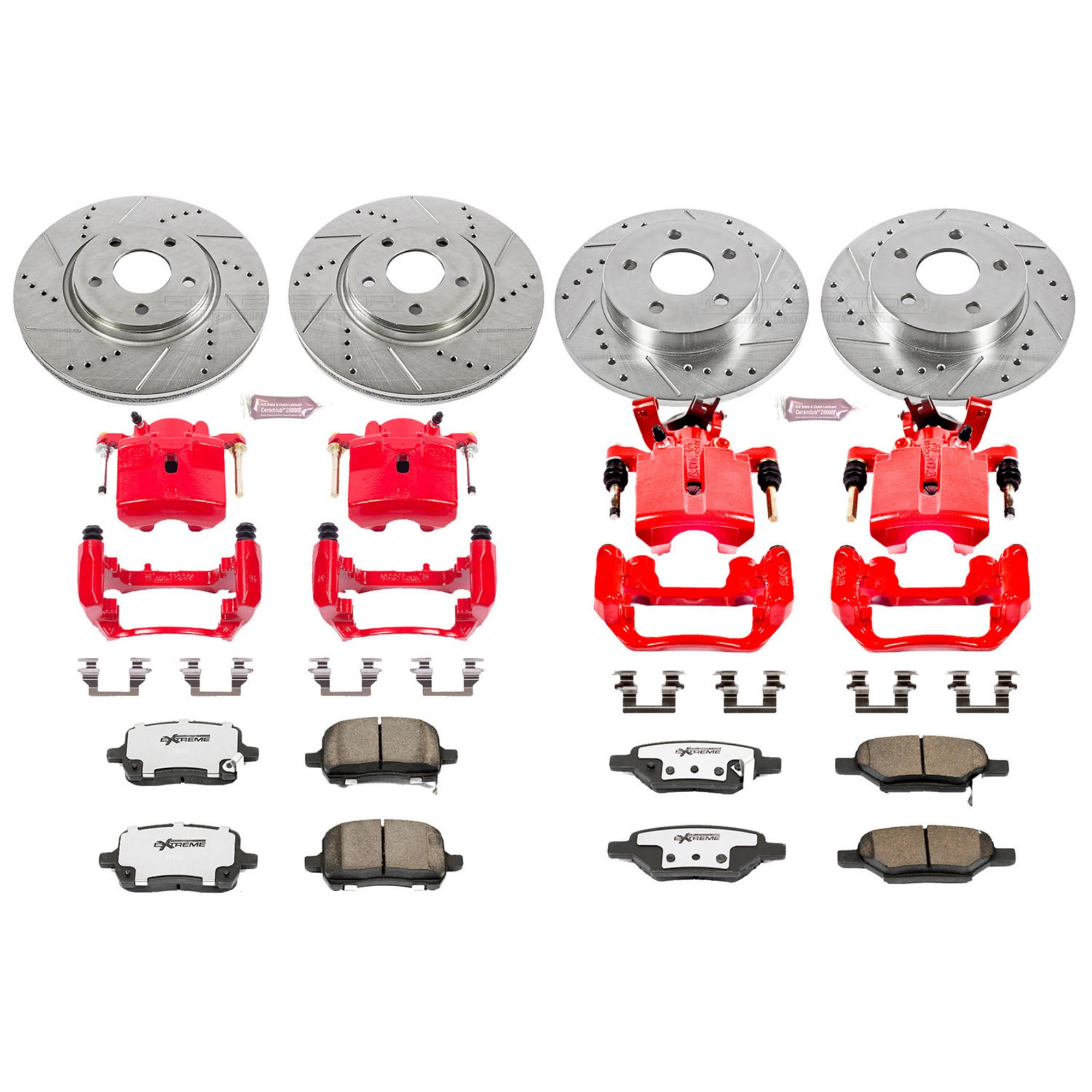 Power Stop Z26 KC1612A-26 Front & Rear Street Warrior Brake Kit Chevrolet Pontiac Saturn For Chevrolet Malibu 2004-2008, Pontiac G6 2005-2008, Saturn Aura 2007-2008 [Model Specific]