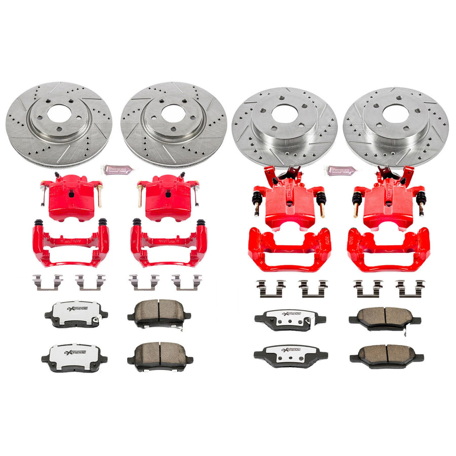Power Stop Z26 KC1612A-26 Front & Rear Street Warrior Brake Kit Chevrolet Pontiac Saturn For Chevrolet Malibu 2004-2008, Pontiac G6 2005-2008, Saturn Aura 2007-2008 [Model Specific]