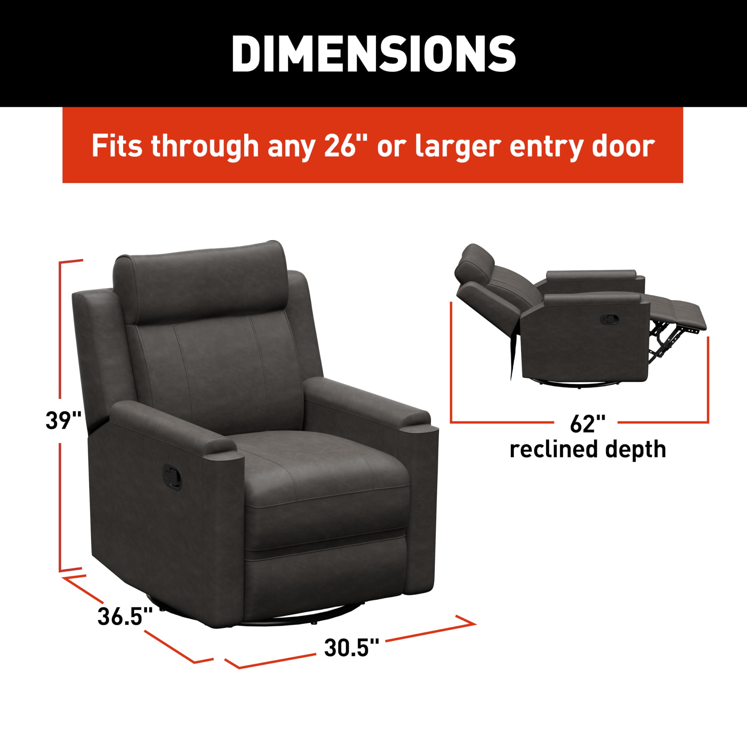McCoy THOMAS PAYNE Signature RV Swivel Glide Recliner with Easy Manual Recline, Swivel, Glide Functionalities, High-Density Foam - 2024044210