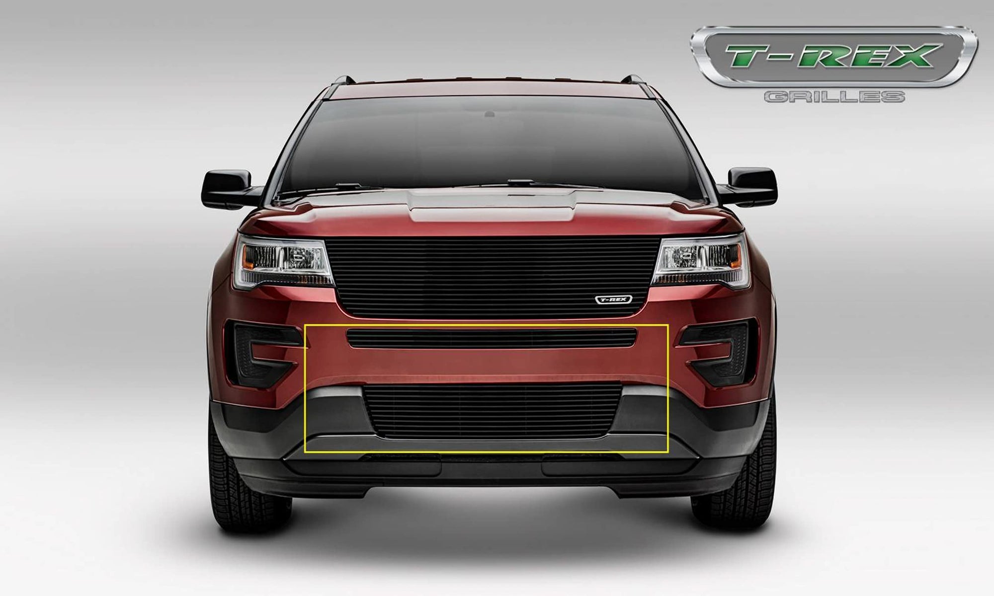 2016-2017 Explorer T-Rex Grilles Billet Bumper Grille, Black, 2 Pc, Insert, Does Not Fit Vehicles with Camera - PN #25664B