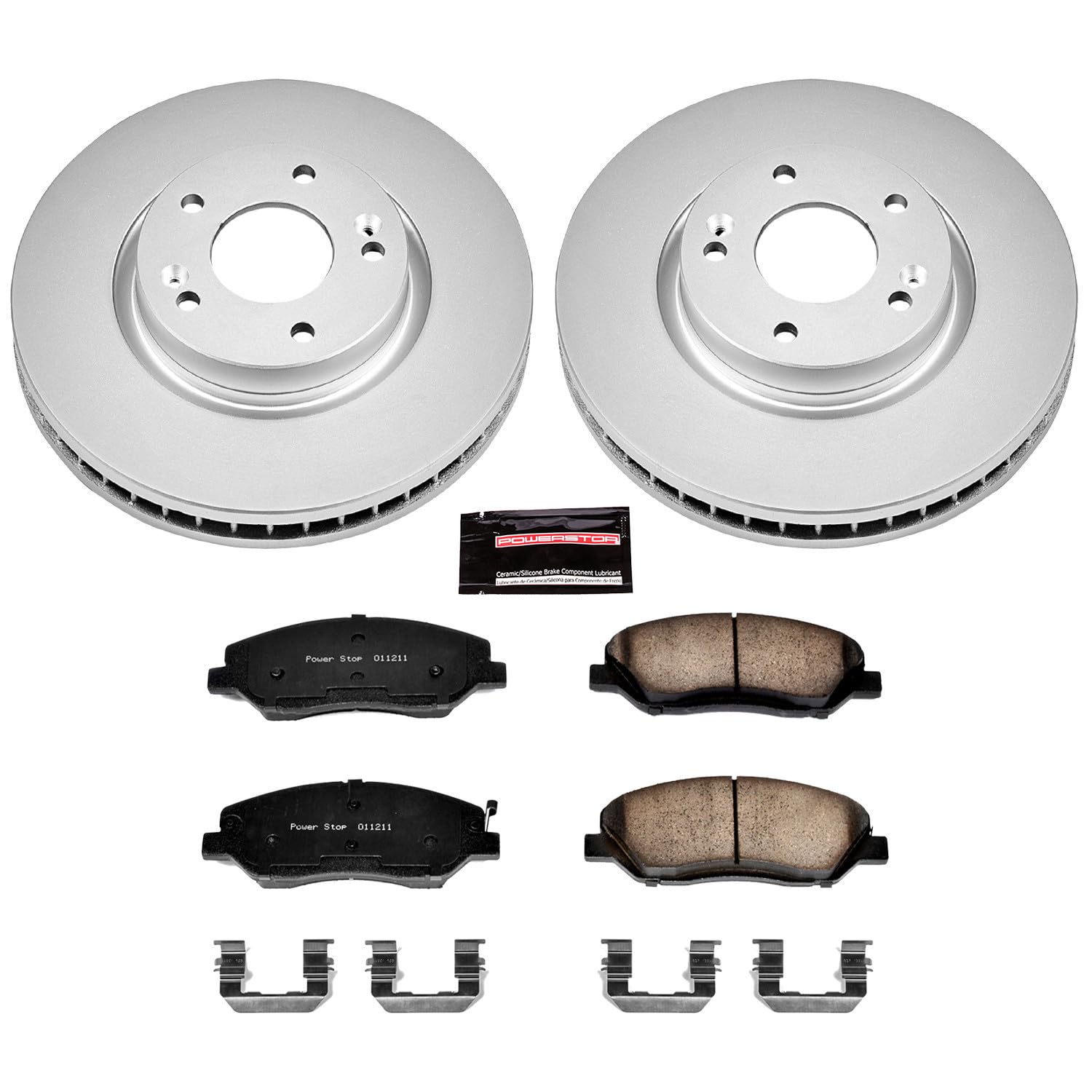Power Stop CRK4665 Brake Rotor & Coated Ceramic Brake Pads- front For Hyundai Santa Fe 2007-2009 [Model Specific]