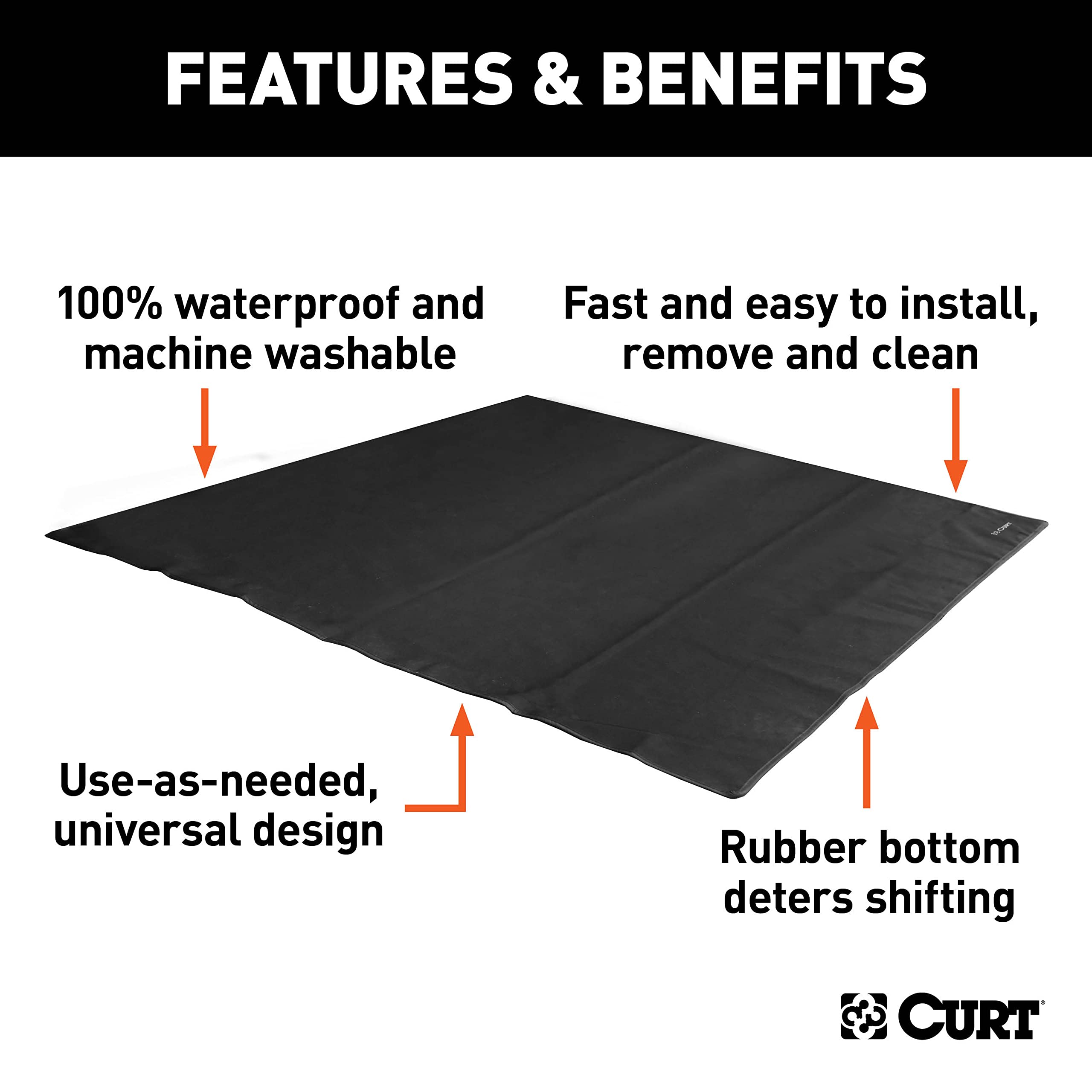 CURT 18530 Waterproof Cargo Mat Seat Defender 60 x 60-Inch Black Trunk Liner Protector