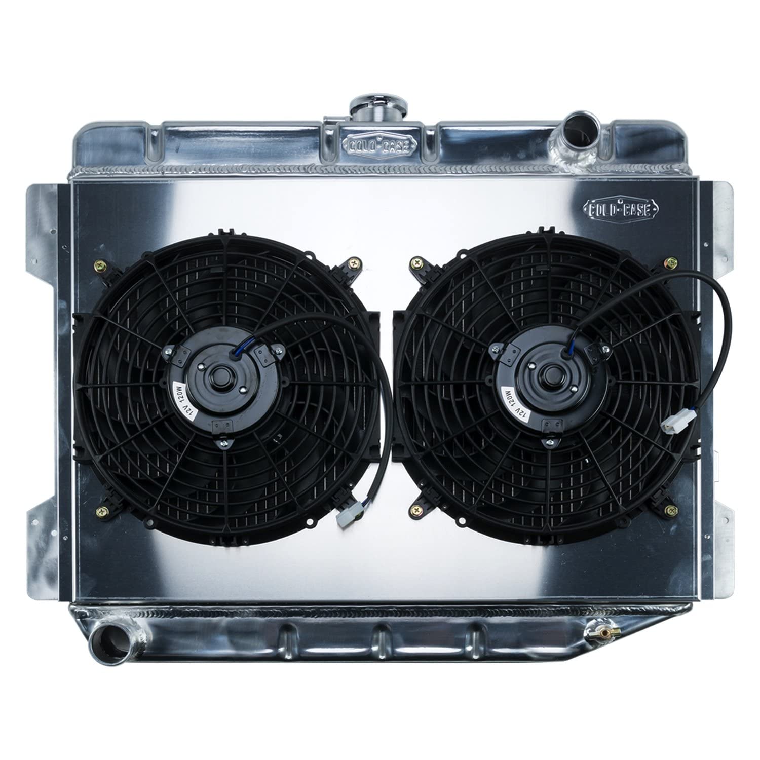 Aluminum Performance Radiator And 12 Inch Dual Fan Kit 70-74 E Body Challenger MT 17x26 Inch Cold Case Radiators