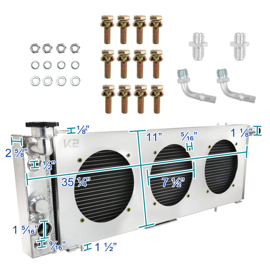 3 Row Radiator with Fan Shroud Spec-D Tuning Aluminum Compatible with 1991-2001 Jeep Cherokee