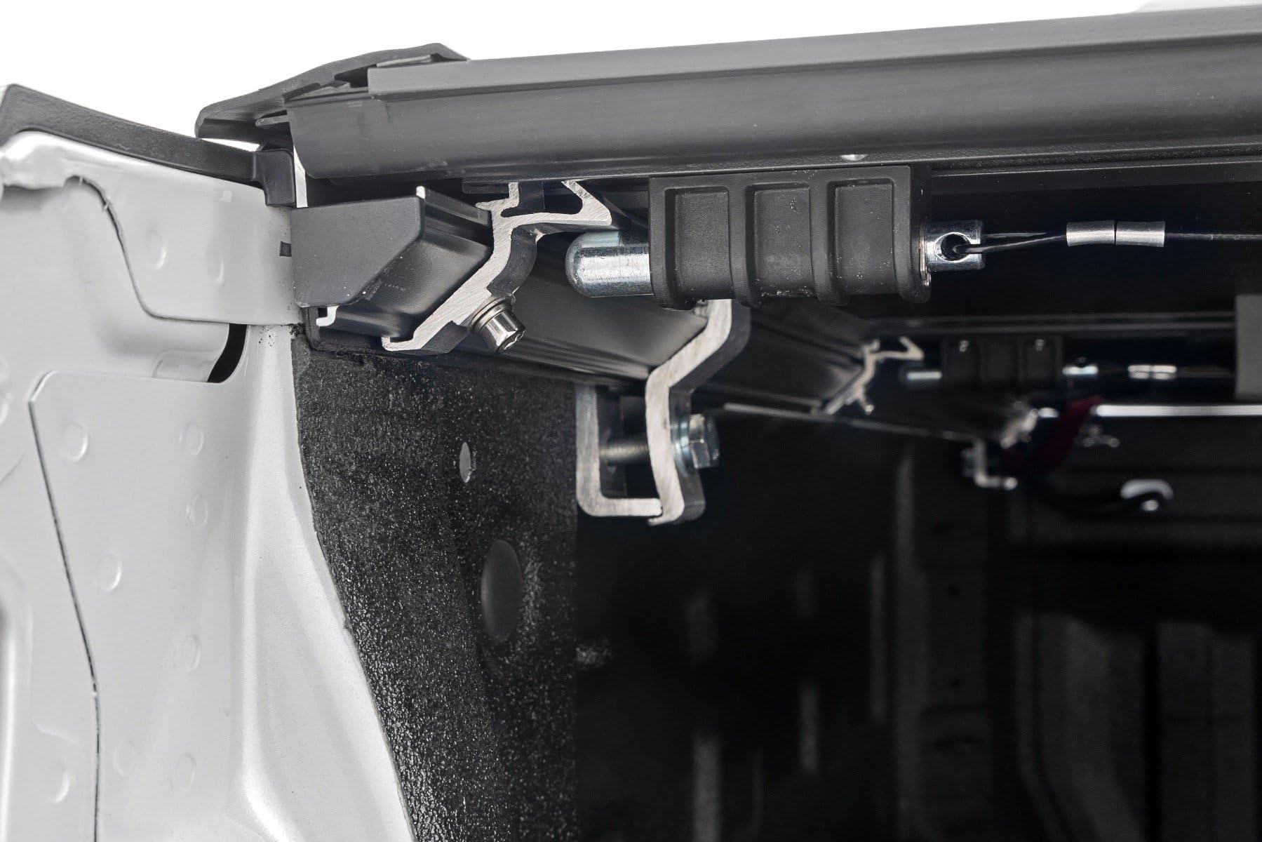 Rough Country Tonneau Cover Hard Tri-Fold for Chevy Silverado & GMC Sierra 1500/2500HD/3500HD (2014-2019) - Low-Profile Truck Bed Cover, Fits 6'7 Bed w/Rail Caps