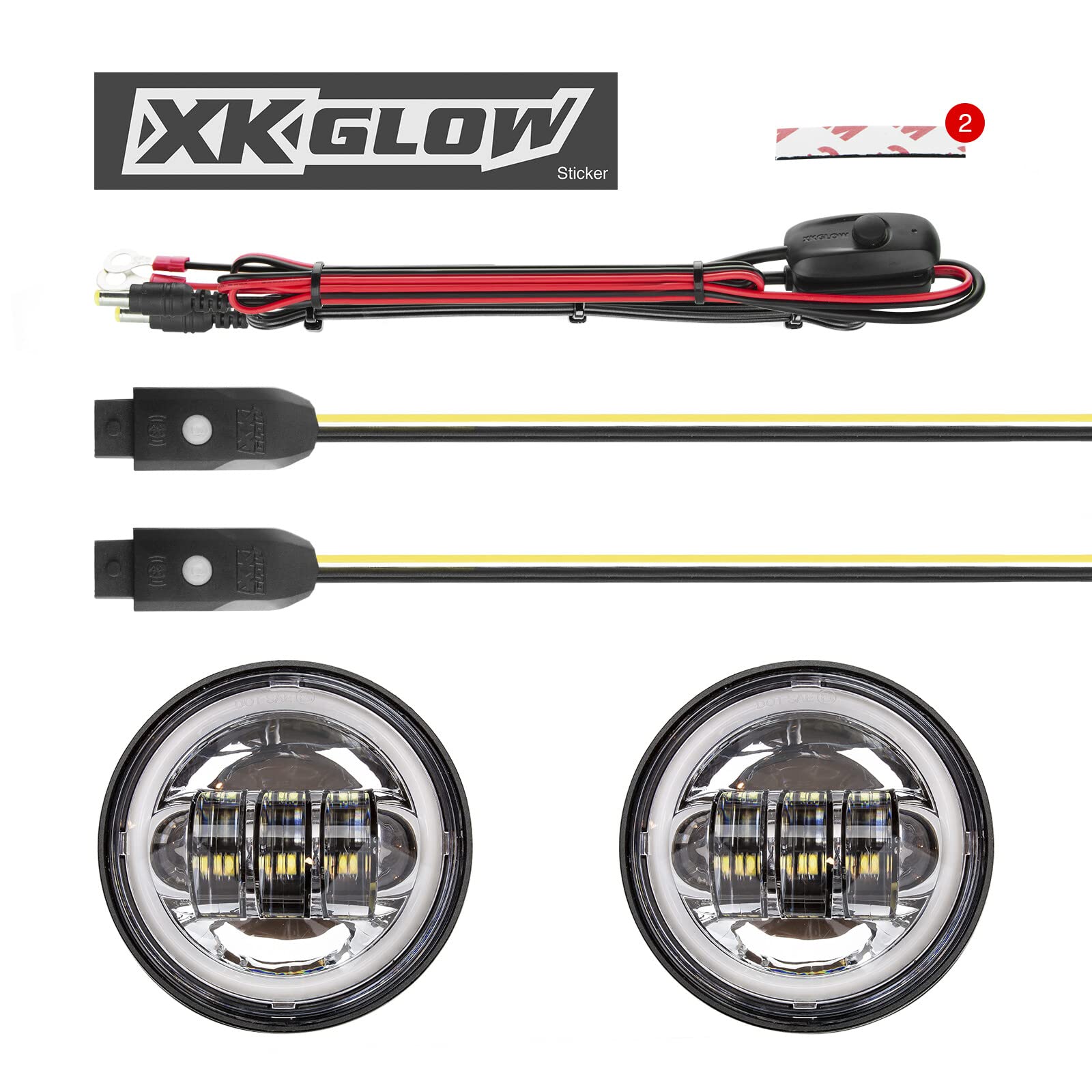 Harley 2pc Chrome Running Light RGB Halo XKCHROME Smartphone App Controlled Driving Light kit with White DRL + Amber Turn Signal for Touring Bikes Ultra Classic Limited Road King Street Glide