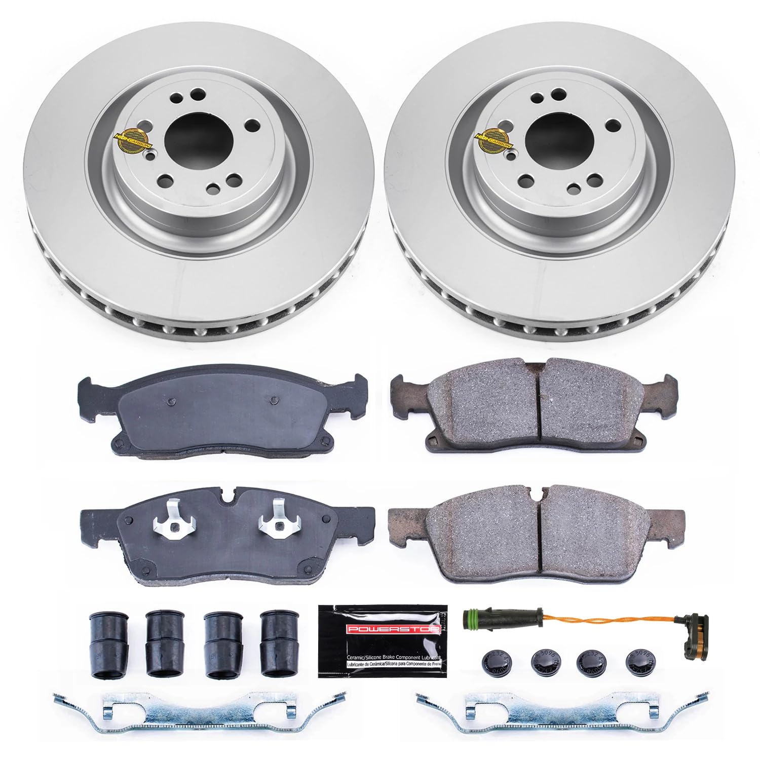 Power Stop Z23 Evolution Sport Brake Kit Front Geomet Coated and 1 Front Sensor Wire For GL350, GL450, GLE400, GLE, GLS3, GLS450, M [Model Specific]
