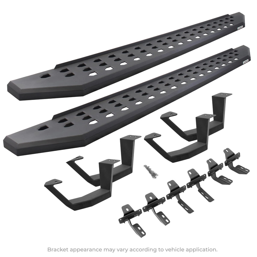 Go Rhino Running Boards RB20, Mounting Brackets, & 2 Pair of Drop Steps | Cab Length, Galvanized Steel, Textured Black | 6944328020PC | Fits 2024 Toyota Tacoma Double Cab