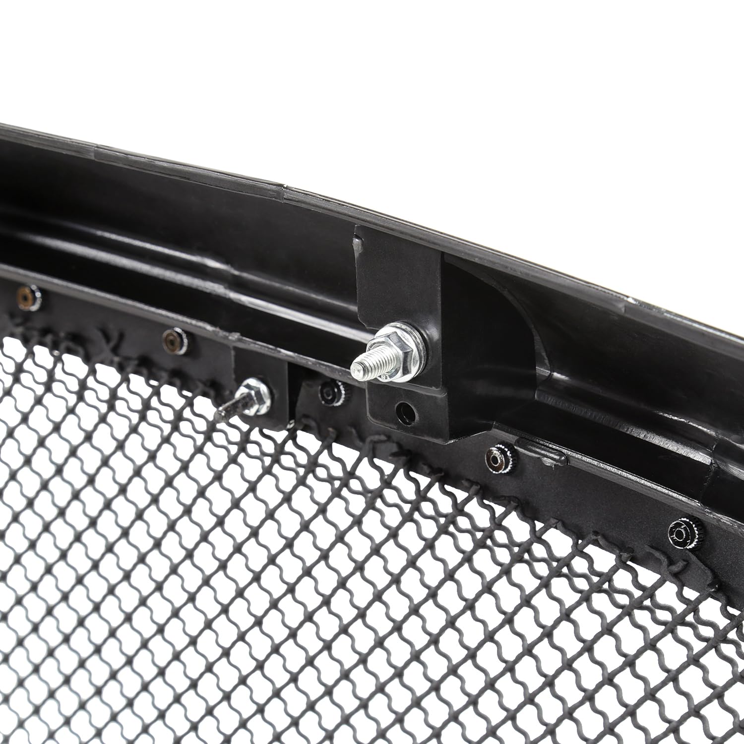 Glossy Black SPEC-D TUNING Rivet Bolt Mesh Style Front Hood Grille w/Shell Compatible with 2002-2005 Dodge Ram 1500, 2003-2005 Dodge Ram 2500 3500