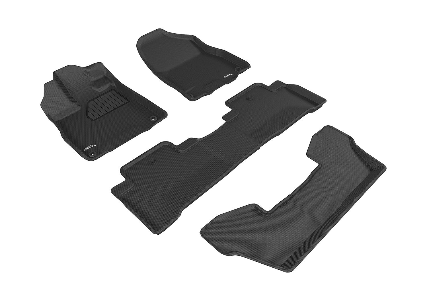 Acura MDX 2017-2020 3D MAXpider (2nd Row Bucket Seat) Custom Fit All-Weather Car Floor Mats Liners, Kagu Series (1st, 2nd & 3rd Row, Black)