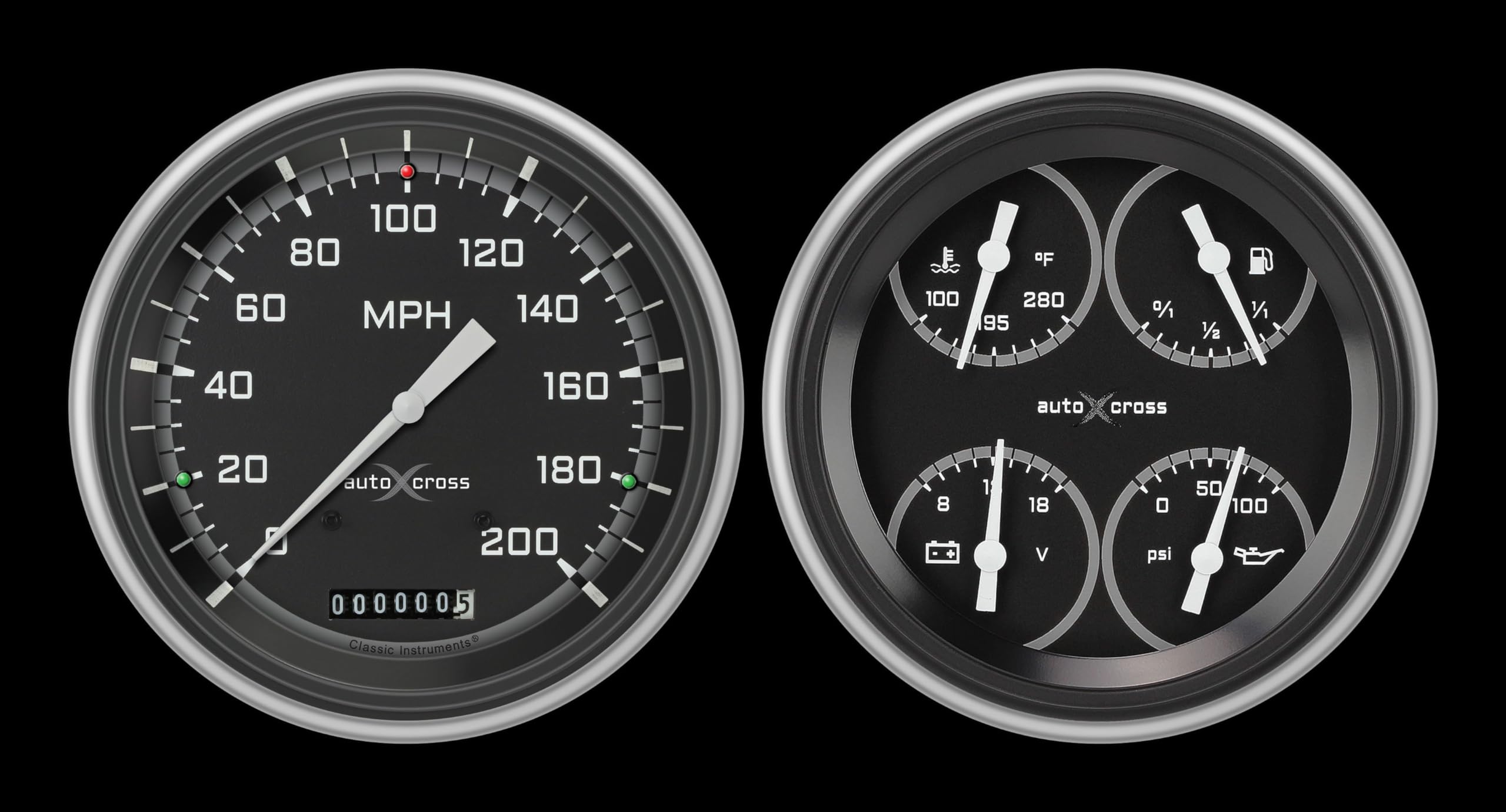 Classic Instruments Autocross Gray CH51AXG52-LS Direct Fit Gauge Package LS Swap Fits 1951-1952 Chevy Car
