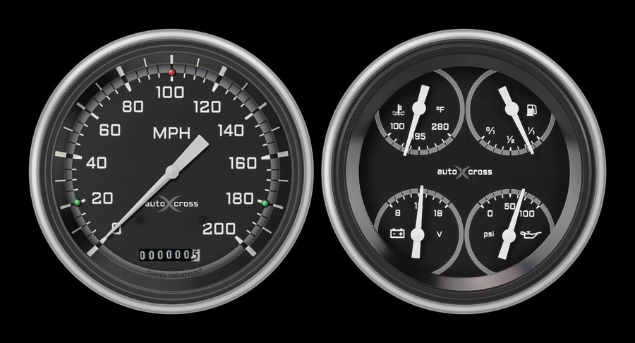 Classic Instruments Autocross Gray CH51AXG62-LS Direct Fit Gauge Package LS Swap Fits 1951-1952 Chevy Car