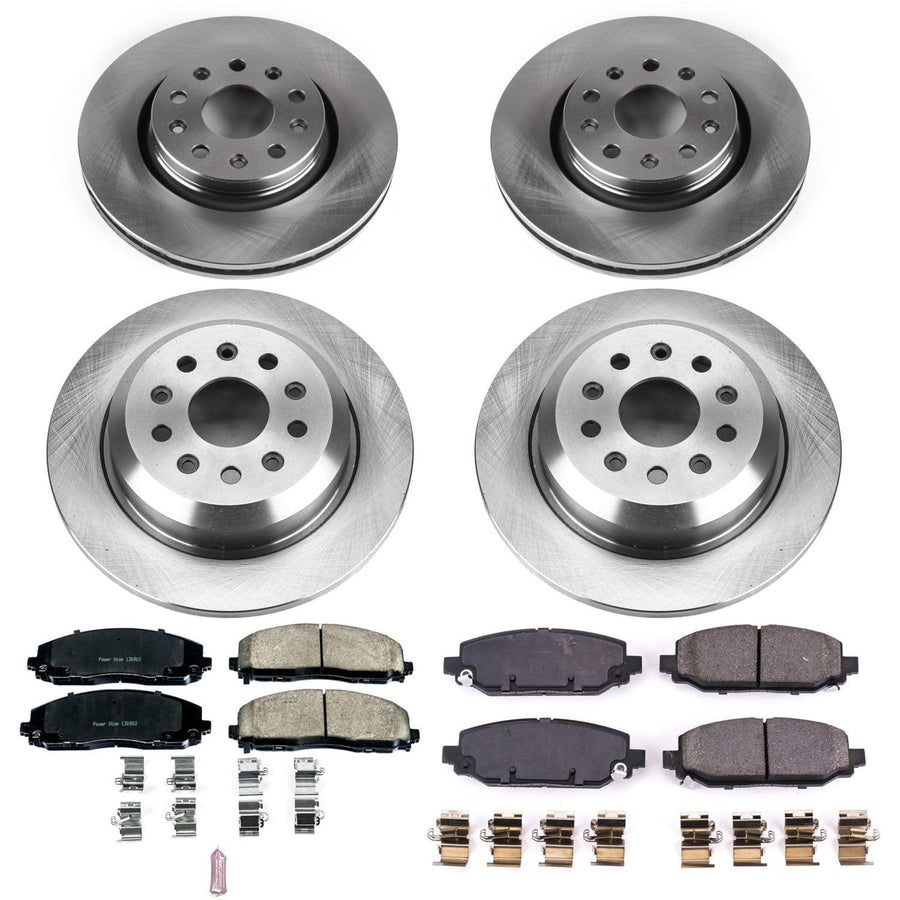 Power Stop Autospecialty KOE7938 Front and Rear Replacement Brake Kit-OE Brake Rotors & Ceramic Brake Pads For Jeep Wrangler 2018-2022 [Model Specific]