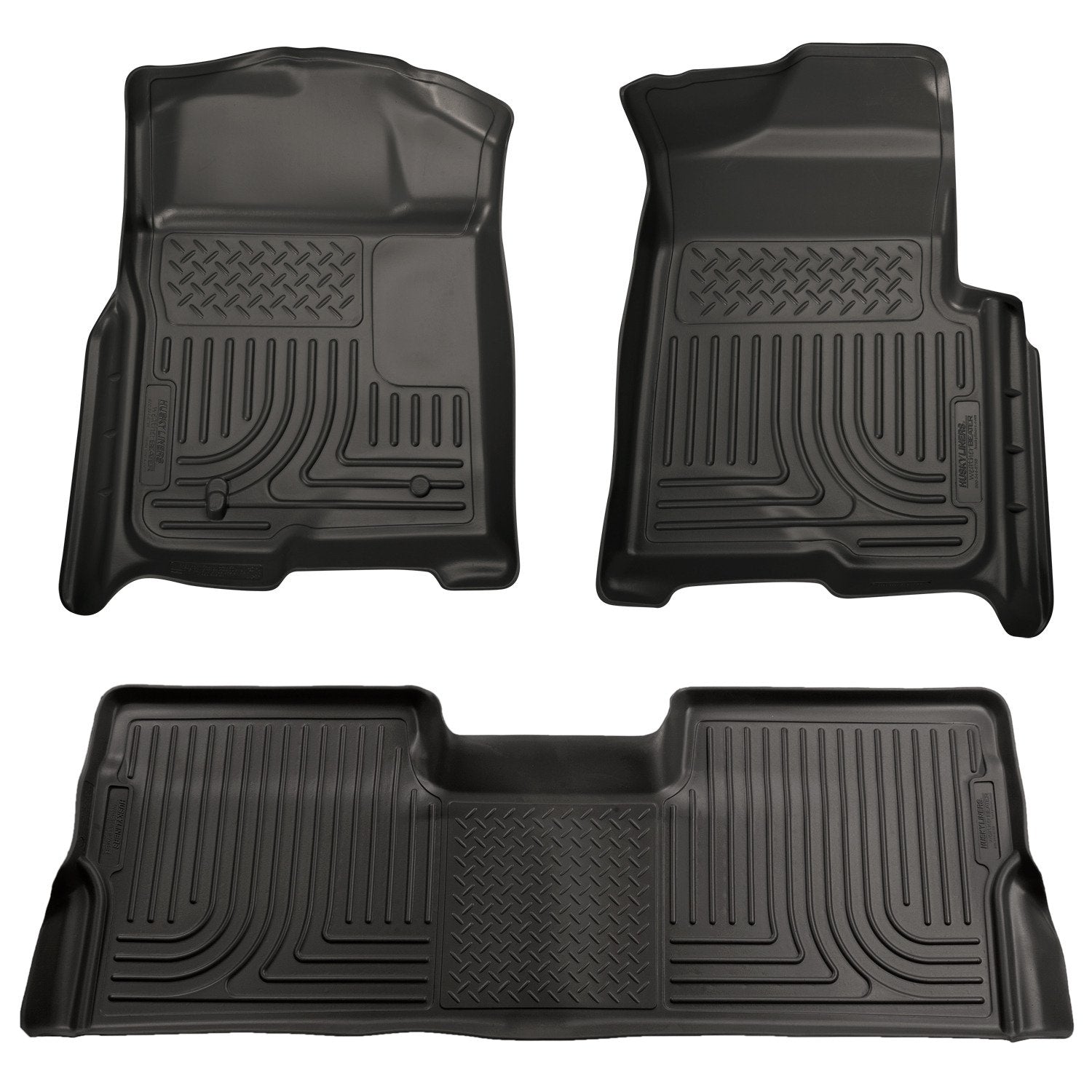 Weatherbeater Husky Liners Floor Mats | Fits 2009-2015 Honda Pilot | Front & 2nd Row, 3-pc Black - 98421