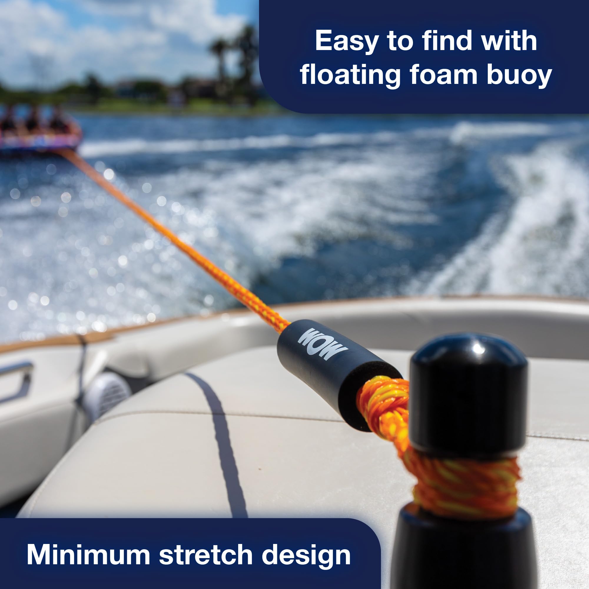 60 ft. WOW Sports 3k Tow Rope with Floating Foam Buoy 1 2 or 3 Person Tow Rope for Boating, 17-3030