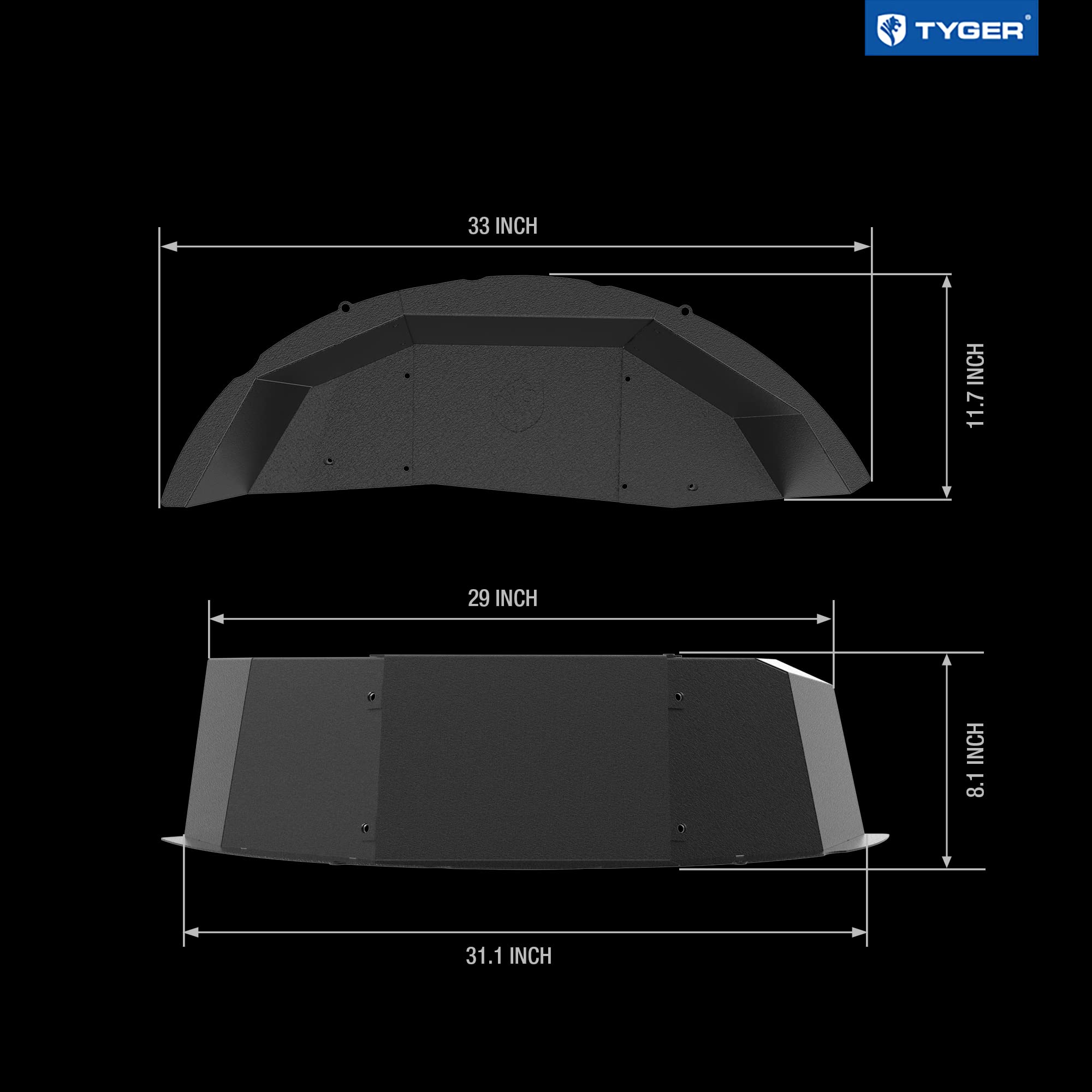 Tyger Auto Compatible Rear Inner Fender Liner with 2007-2018 Jeep Wrangler JK | Carbon Steel | Not for JL | TG-FL9J66028