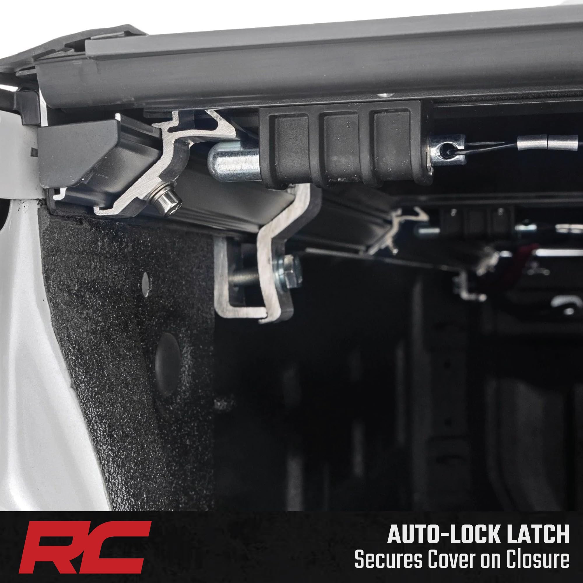 Rough Country Tonneau Cover Hard Tri-Fold for Chevy Silverado & GMC Sierra 1500 (2019–2026) - Low-Profile Aluminum Truck Bed Cover, Fits 5'10 Short Bed