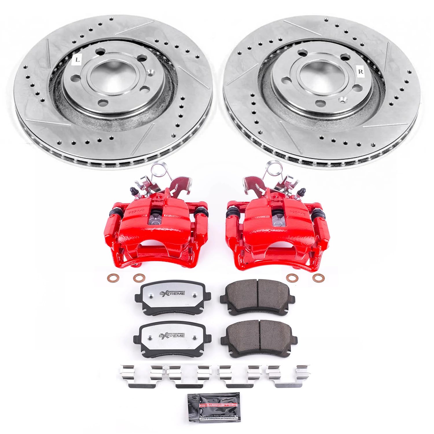 Power Stop Z26 KC4564-26 Street Warrior Rear Brake Kit-Brake Rotors | Brake Pads & Calipers For Audi S4 2004-2009 [Vehicle Specific]