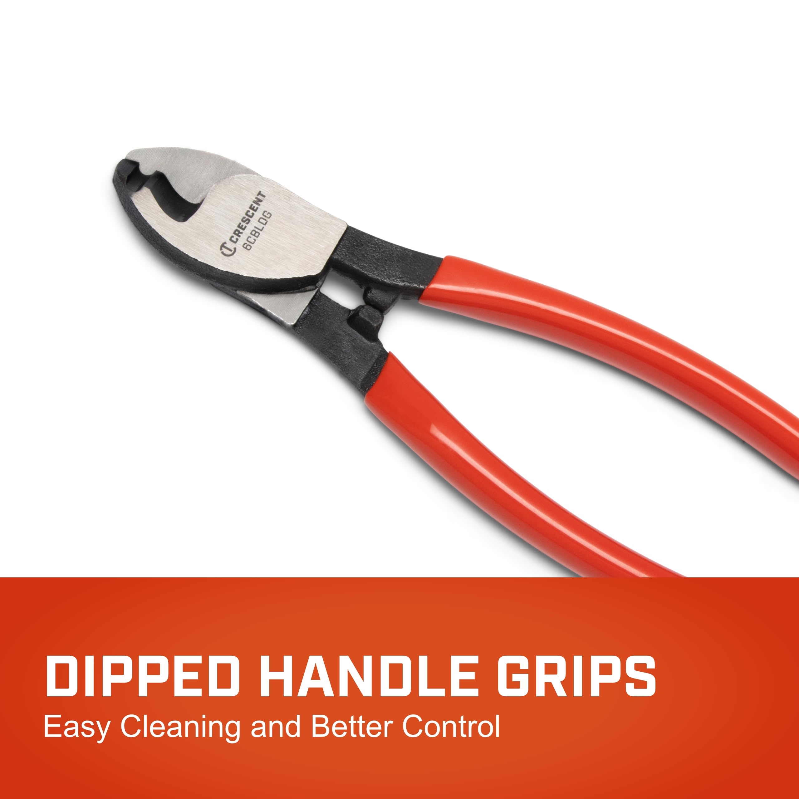 Crescent Cable Cutter, Pliers Dipped Handle - Premium Cutting Pliers with Sheer-Cut Blades & Ergonomic Grip - Professional-Grade Hand Tool - 6" - 6CBLDG