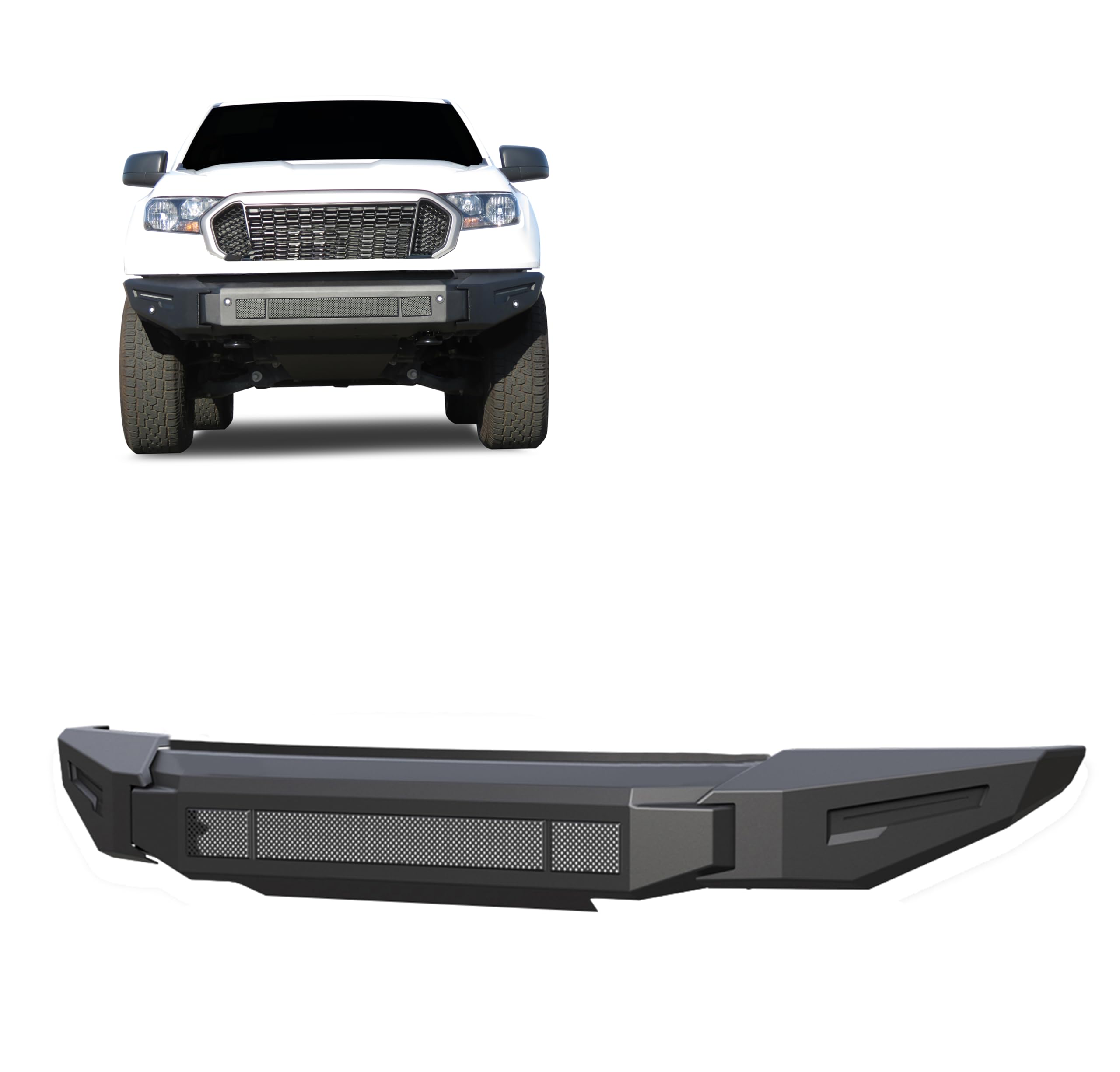 Armour II Heavy Duty Black Horse Modular Front Bumper Modular Matte Black Compatible with 2019-2023 Ford Ranger-AFB-FR19-BU