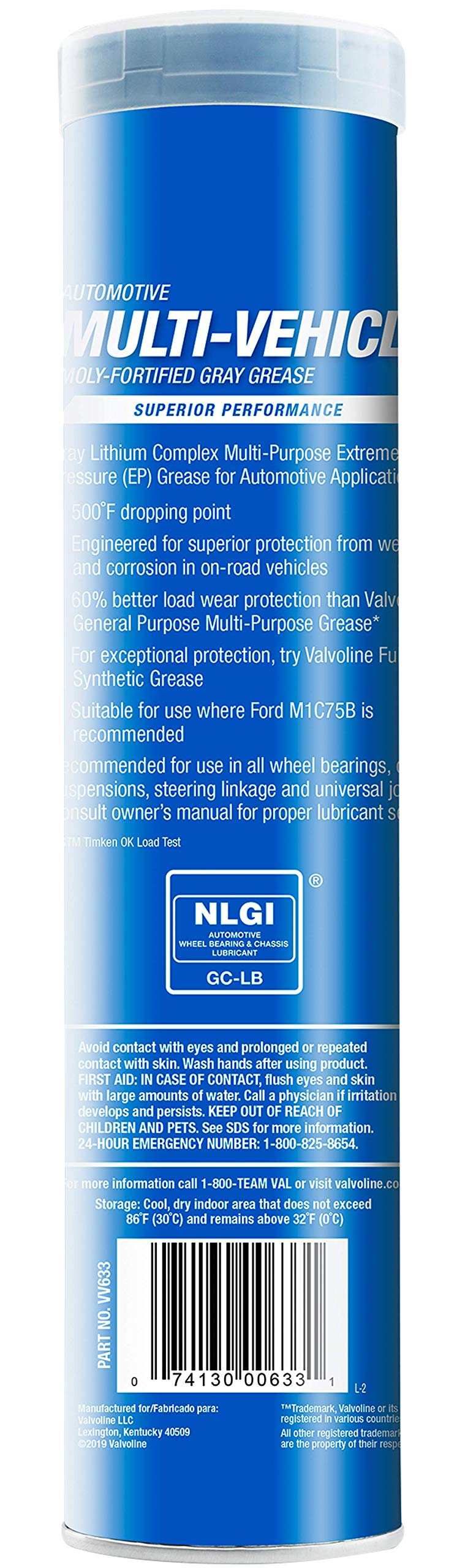 Multi-Vehicle Valvoline Moly-Fortified Gray Grease 14.1 OZ Cartridge