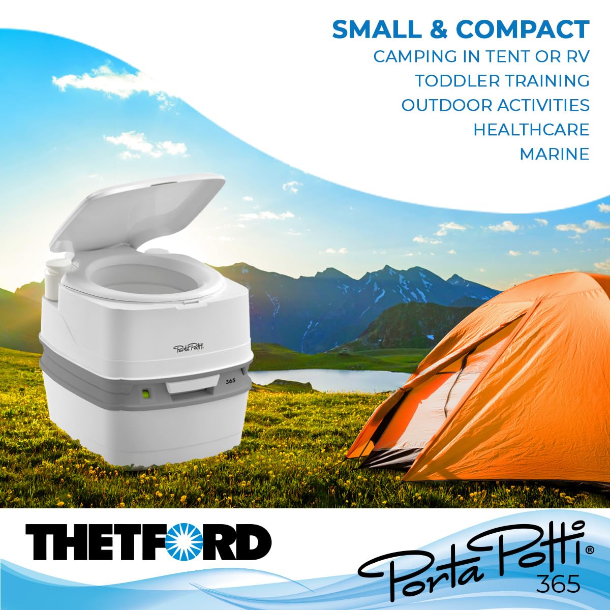 Thetford Porta Potti 365 Portable Toilet Porta Potti (for RV, Marine, Camping, Vans, Trucks, Healthcare) 92820, White