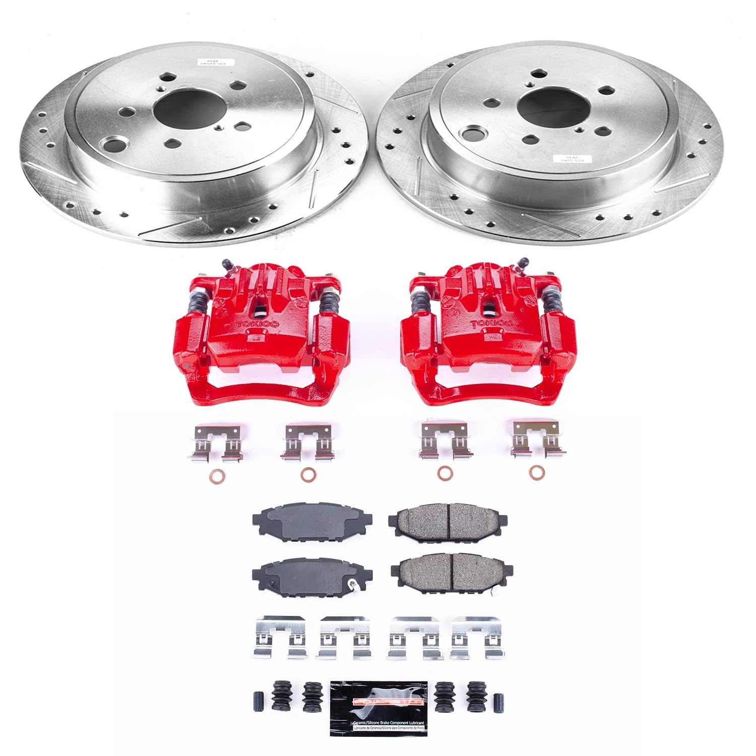 Z23 Evolution Power Stop KC4631A Rear Brake Caliper Kit-Brake Rotors, Carbon-Fiber Ceramic Brake Pads, Calipers