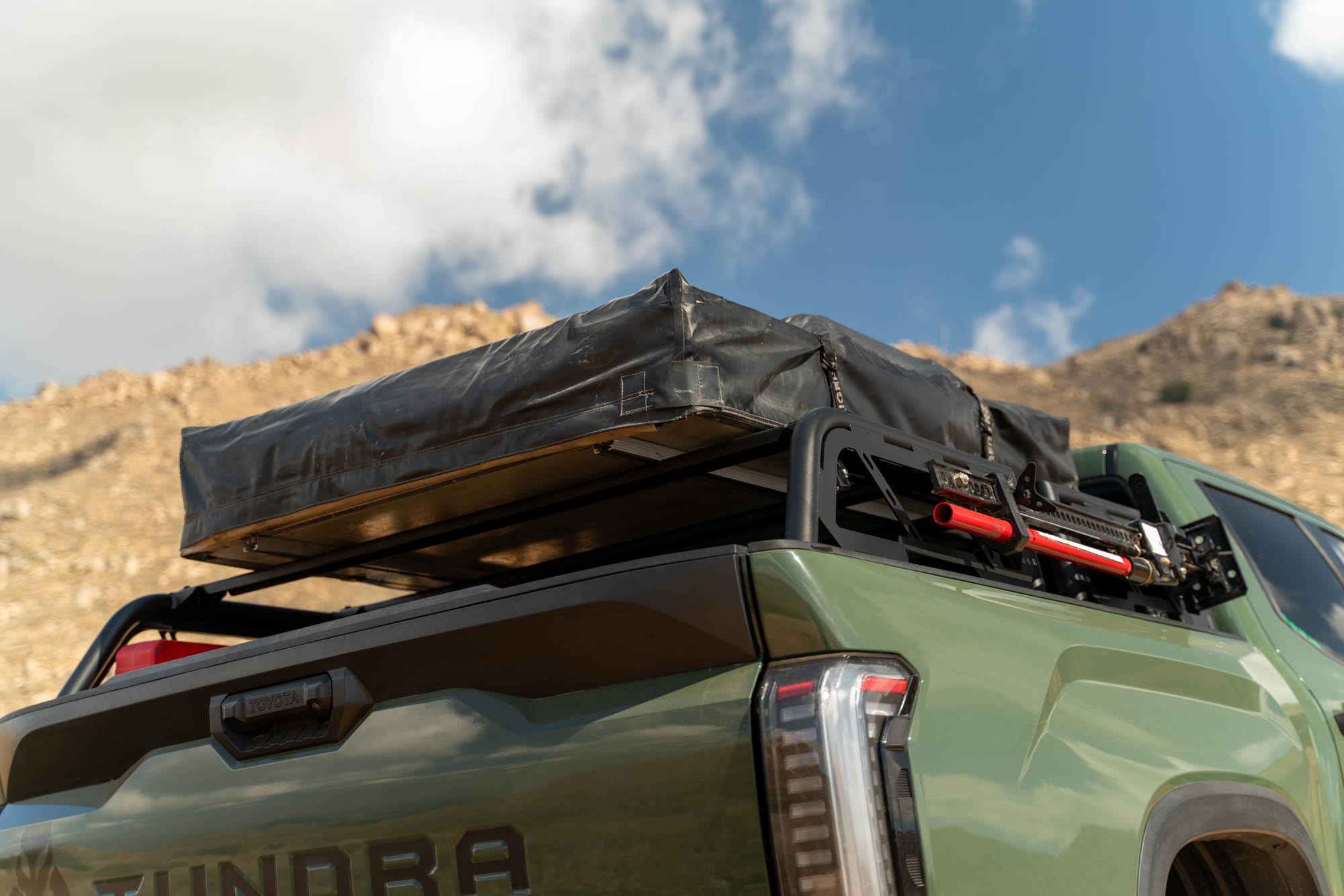 Universal Truck Bed Rack MTO Series for Full-Size Trucks | 10” Height to Keep a Low Wind Profile for Roof Top Tents | Works with or Without Factory Bed Side Rail Mounts | DV8 Offroad