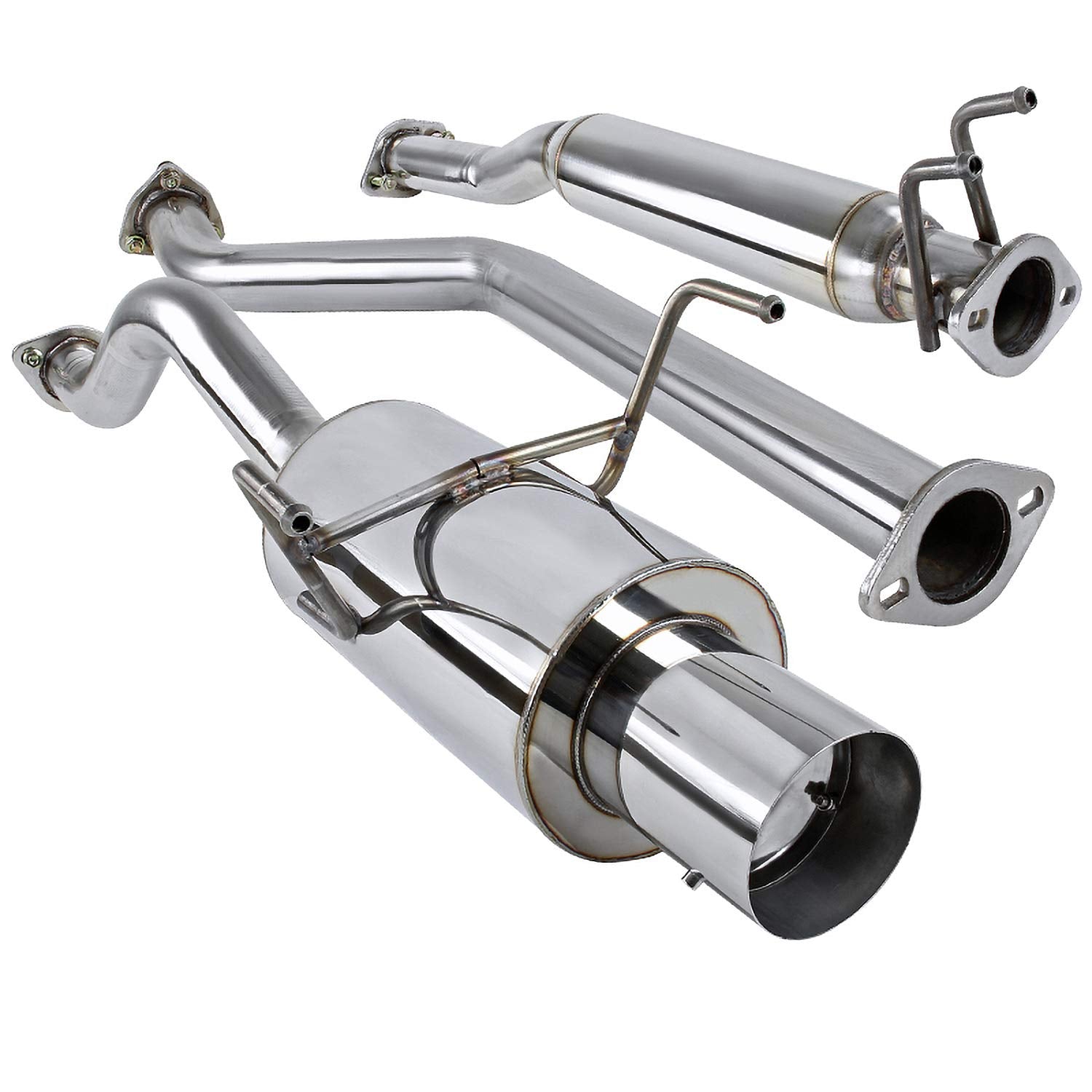 4" Muffler Tip Spec-D Tuning Catback Exhaust System + Silencer Compatible with Acura RSX Base 2.0L 2002-2006