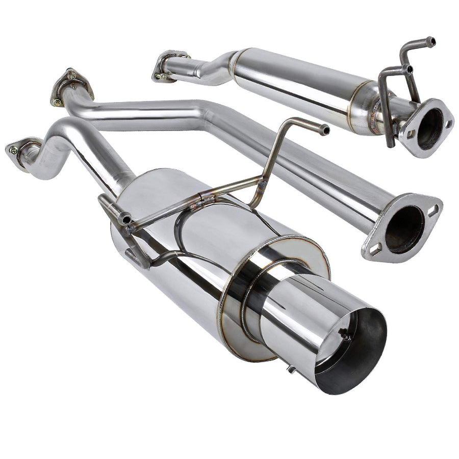 4" Muffler Tip Spec-D Tuning Catback Exhaust System + Silencer Compatible with Acura RSX Base 2.0L 2002-2006