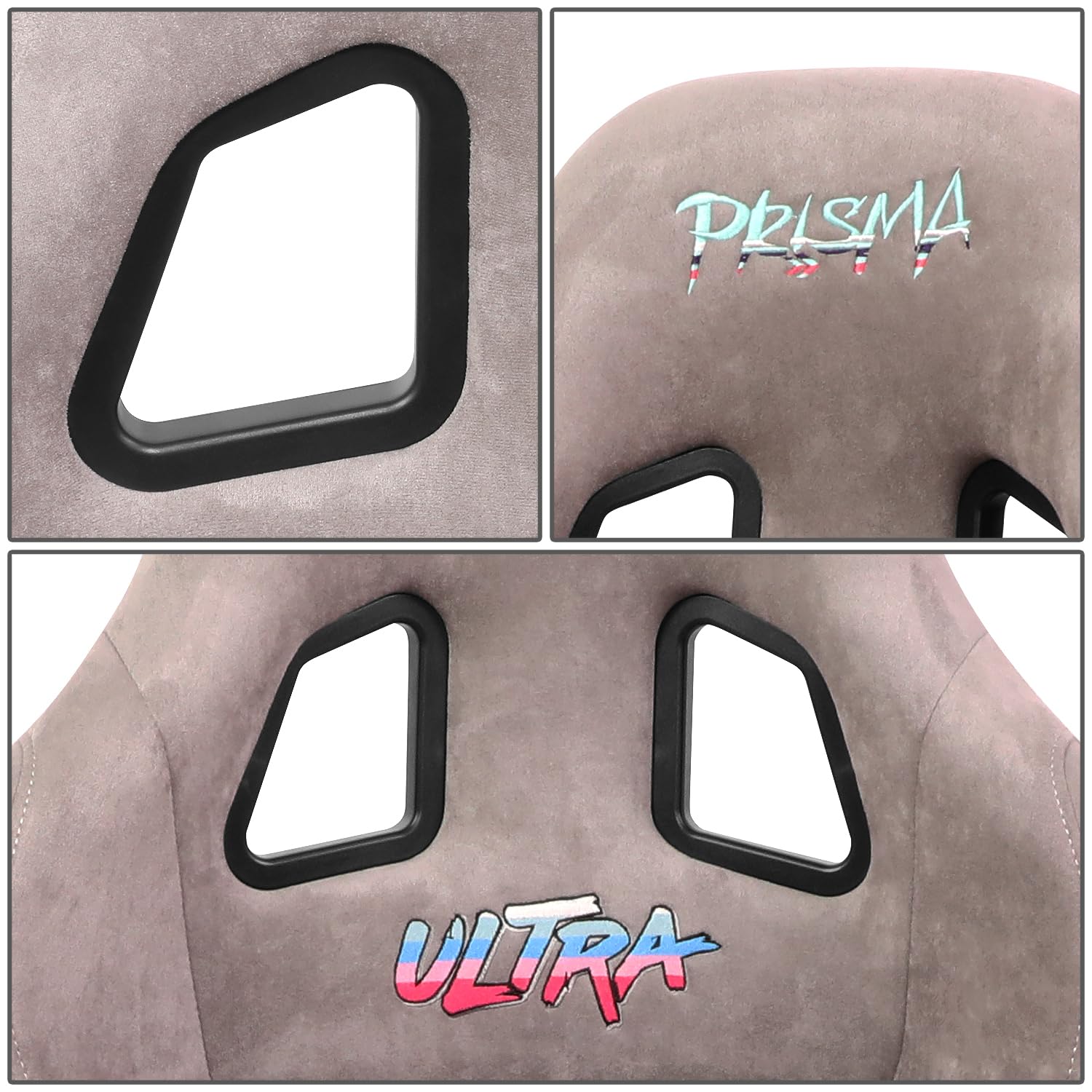 NRG Innovations FRP Bucket Seat NRG-FRP-303GY-ULTRA Edition Alcantara Material with Grey Pealized Back Plus Phone Pockets. (Medium)