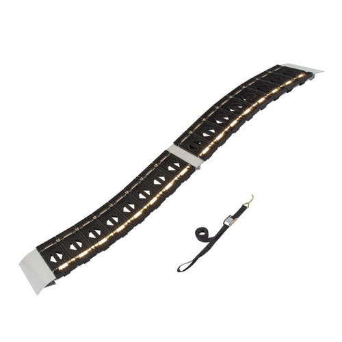CargoSmart Hybrid LED S-Curve Centerfold Loading Ramp, 1 Pack — 1,500lb Per Pair Capacity, 12” W x 90” L — Aluminum Ramp with Built-in LED Lights, Load/Unload Lawn Equipment, Motorcycles, ATVs & More