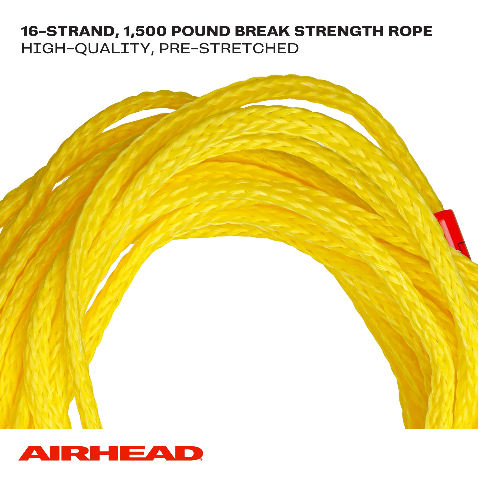 Tow Rope Airhead for 1 Rider Towable Tubes, 1 Section, 50-Feet, Yellow