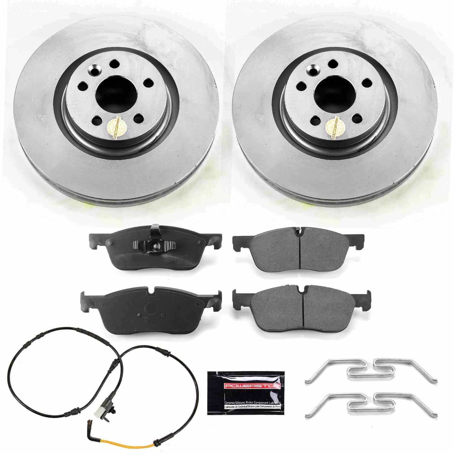 Power Stop CRK8107 Front Brake Kit- Coated Brake Rotors and Z23 Ceramic Brake Pads For Jaguar E-Pace 2018-2019 [Model Specific]