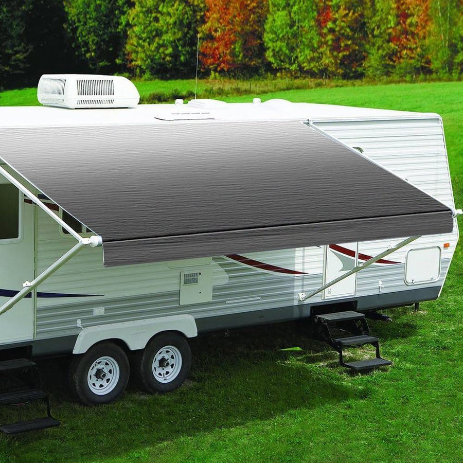 Carefree Fiesta EA216D00 Silver Fade 21' Vinyl Roller Assembly (with White Vinyl Weatherguard, White Spring Castings)