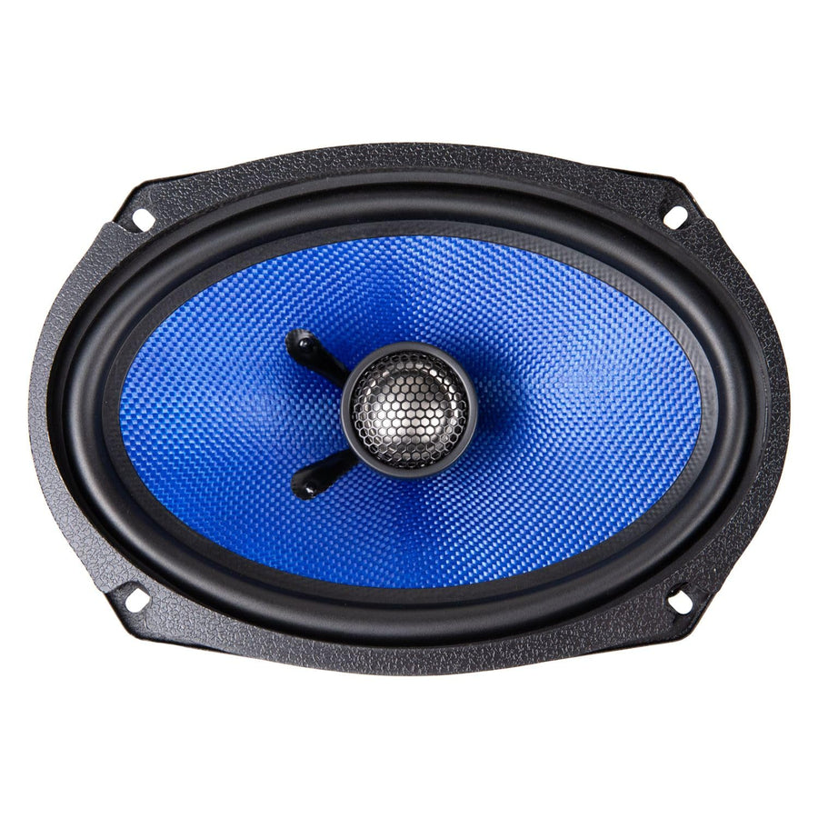 Colossus Classic Hifonics HCC69CX 6x9 Car Speakers - 150W Peak Power, Aluminum Dome Tweeters, Blue Woven Fiber Cones & Butyl Rubber Surrounds - 2-Way Coaxial Design