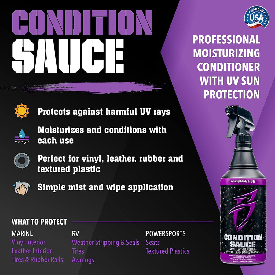 Vinyl Sauce Boat Bling Premium Vinyl and Leather Cleaner, for Boats, RVs, Powersport Vehicles, 20 oz.