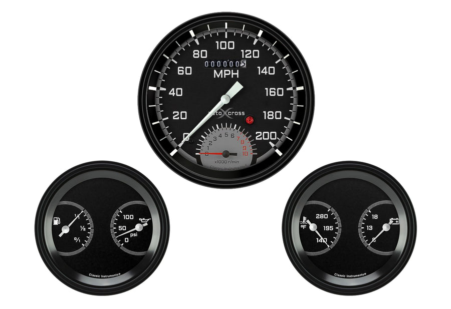 Auto Cross Grey 5" Speedtach, Classic Instruments 2-3" Dua (AX61GBLF)