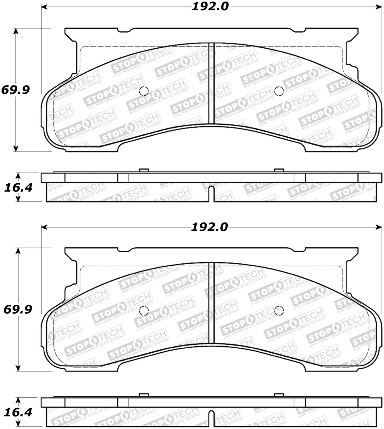 308.04501 StopTech Street Brake Pads with Shims